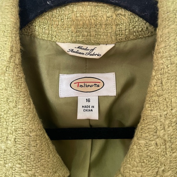 Vintage Talbots Apple Green Tweed Textured Blazer Size 16 - Picture 4 of 5